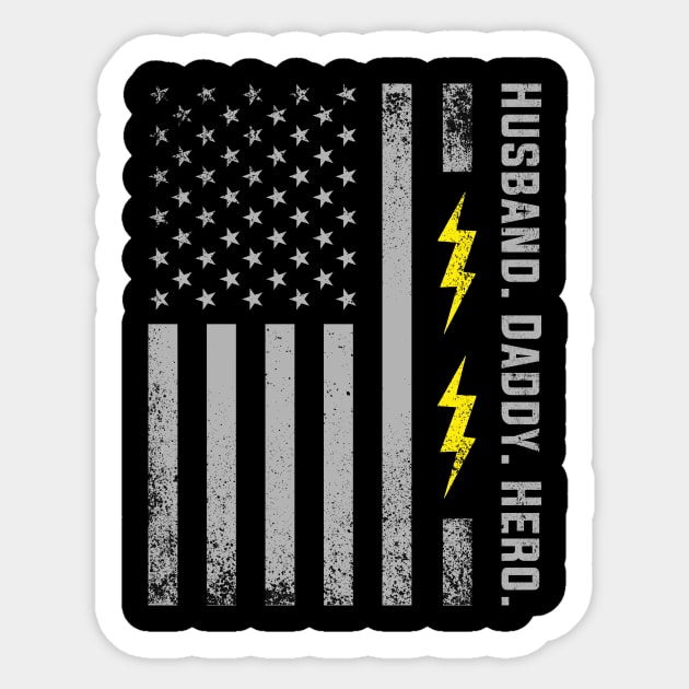 Vintage Patriotic Electrician Dad American Flag Sticker by mrsmitful01